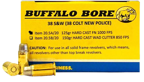Buffalo Bore Personal Defense Strictly 38 S&W Ammo 125gr Hard Cast 20 Rounds - 205A20