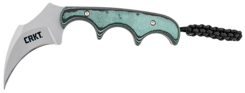 CRKT Keramin 2.31" Fixed Plain Bead Blasted 5 Cr15 MoV Blade/ Green Contoured - 2389