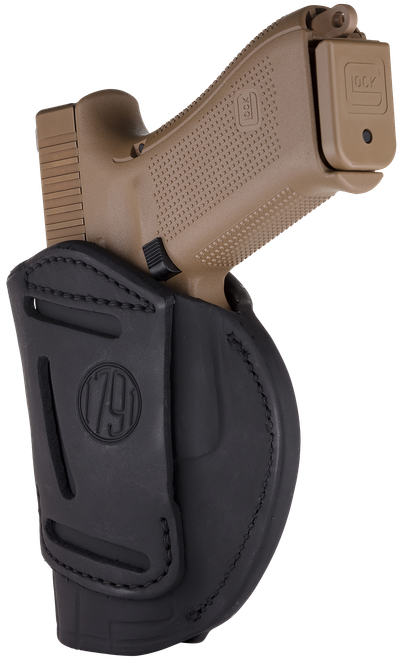 1791 Gunleather 4-Way IWB/OWB 05 Stealth Black Leather Belt Clip Fits S&W M&P/Springfield XD/Glock 17/HK VP9