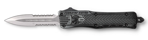 Cobra Tec CTK-1 2.75" OTF Part Serrated D2 Blade/Stonewashed Handle - SSWCTK1SDAG2SS