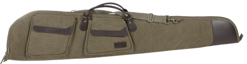 Heritage Cases North Platte Rifle Case 48" Olive Cotton Canvas w/ Leather Trim & Brushed Tricot Lining