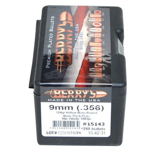 Berry's Superior Pistol 9mm/356 124gr Hollow Base