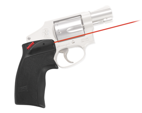 Crimson Trace Accu-Grips Laser Sight Defender Series Black Polymer Red 5mW Output 633nM Wavelength Fits S&W J Frame Round Butt/Taurus Small (Except 85 Models) Revolver