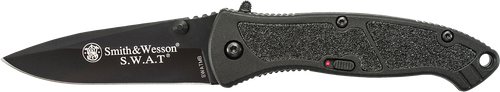SW S.W.A.T. 3.20" Folding Plain Black 4034 Stainless Blade Aluminum Handle - SWATMBCP