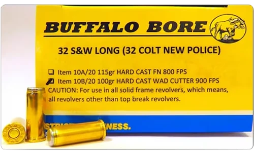 Buffalo Bore Personal Defense 32 S&W Long Ammo 100gr Wadcutter 20 Rounds - 10B20