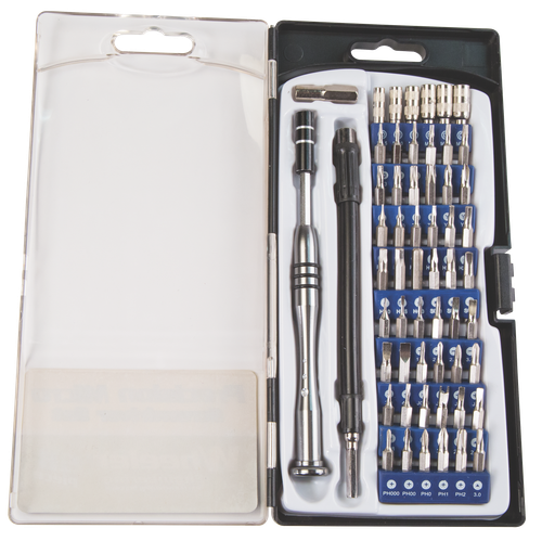 Wheeler Precision Micro Screwdriver Set Chrome Plated Steel Extendable Handle 58 Pieces