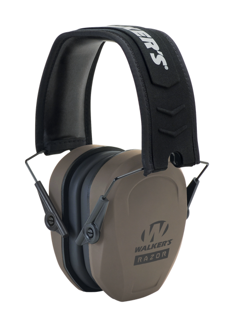 Walkers Game Ear Razor Slim Passive Muff 27 dB Over the Head Flat Dark Earth/Black Polymer