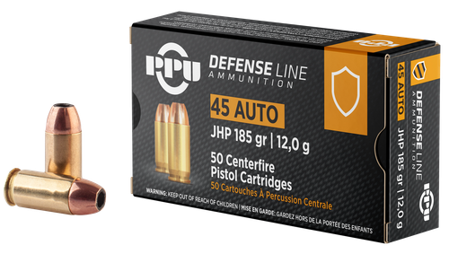 PPU Defense 45 ACP Ammo 185gr JHP 50 Rounds - PPD45