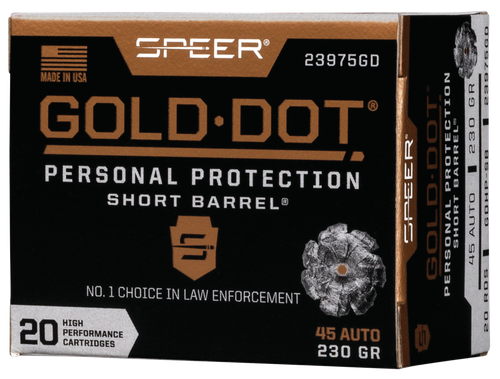 Speer Gold Dot Personal Protection Short Barrel 45 ACP 230gr Hollow Point 20 Per Box/10 Case