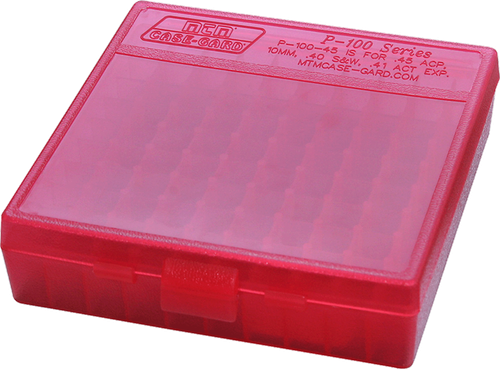 MTM Case-Gard Ammo Box Flip-Top Multi Caliber Clear Red Polypropylene 100-Round