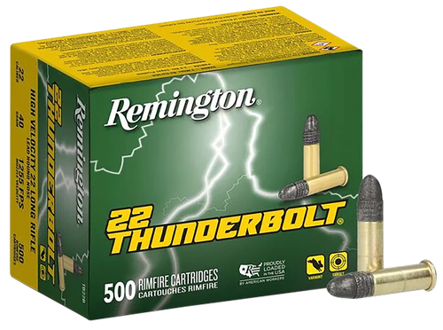 Remington Thunderbolt Nose 22 LR Ammo 40gr RN 500 Rounds - 21241