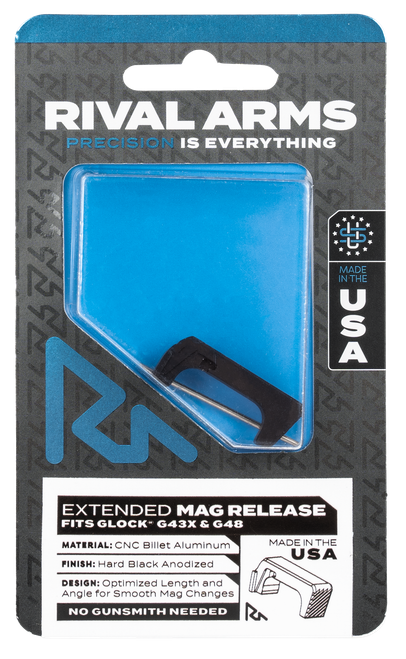 Rival Arms Mag Release Extended Black Aluminum for Glock 43X 48