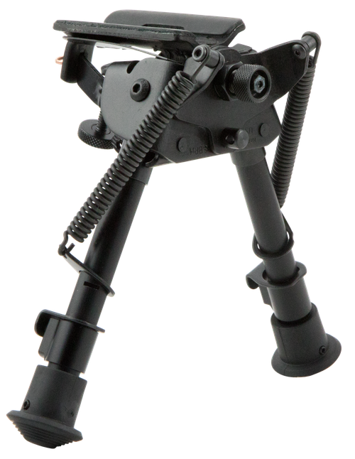 Harris Bipods BRM1A2 Non-Swivel BR Stud 6-9" Black Steel/Aluminum Notched Legs Rubber Feet