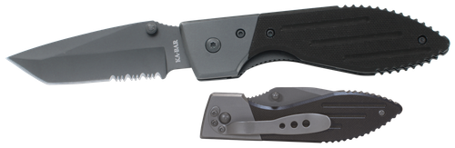 KA-BAR Warthog 3" Folding Tanto Part Serrated 420HC Blade Black G10 Handle - 3075