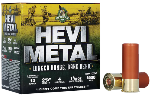 HEVI-Metal Longer Range 12Gauge 2.75" 1 1/8oz 4Shot 25 Per Box/10 Case