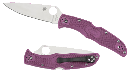 Spyderco Endura 4 Lightweight 3.75" Folding Clip Point Plain VG-10 Stainless Blade Purple Bi-Directional Texturing FRN Handle Includes Pocket