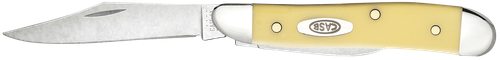 Case Peanut 2.10"/1.53" Folding Clip/Pen Plain Tumble Polish Chrome Vanadium Blade/Smooth Yellow Synthetic Handle