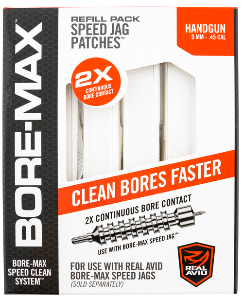 Real Avid Bore-Max Speed Jag Patches Refill 9mm/45 Cal Handgun 4"L Synthetic 250 Per Box