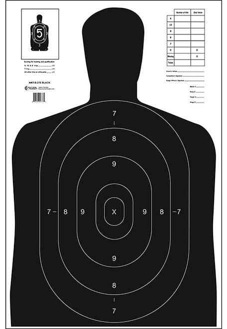 Action Target Qualification Economy Silhouette Paper Hanging 23" x 35" Black/White 100 Per Box