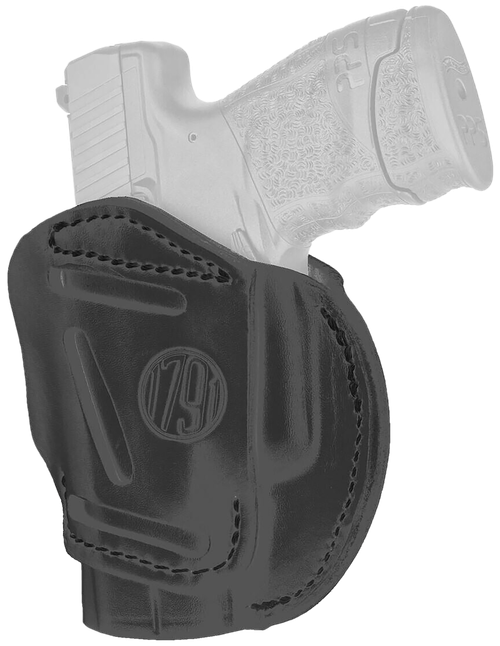 1791 Gunleather 3-Way IWB/OWB Size 03 Stealth Black Leather Belt Loop Fits Glock 26 Ruger LC9 S&W M&P Shield Ambidextrous Hand