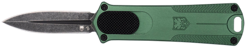 Cobra Tec 952 1.75" OTF Dagger Plain Stonewashed D2 Blade 3" OD Green Handle - 952ODGDAGNS