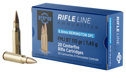 PPU Standard Rifle 6.8mmRemSPC 115gr Full Metal Jacket Boat Tail 20 Per Box/50 Case