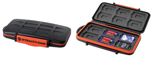 Stealth Cam Memory Card Storage Case Black/Red Orange Polycarbonate - STCMCSC