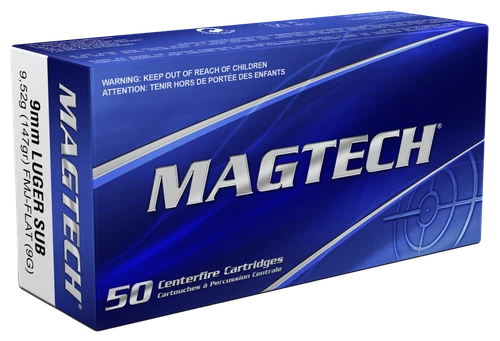 Magtech Range/Training 147gr Flat 9mm Luger Ammo 147gr FMJ Subsonic 50 Rounds - 9G