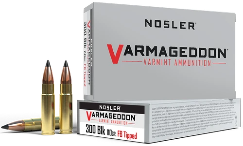 Nosler Varmageddon Flat Base Tipped 300 Blackout Ammo 110gr 20 Rounds - 40127