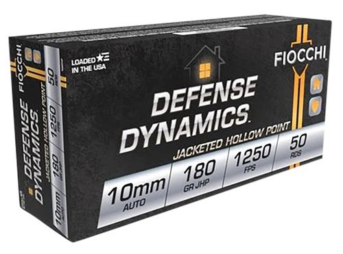 Fiocchi Defense Dynamics 10mm Auto Ammo 180gr JHP 50 Rounds - 10APHP