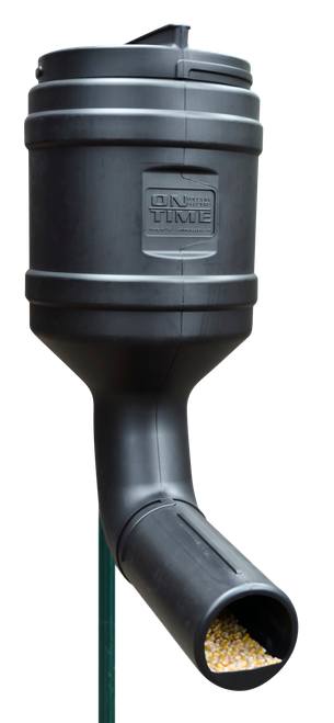 On Time T-Post Gravity Feeder Black UV Resistant Polyethylene with 80 lbs Capacity Multi Mounting Options Includes Bracket