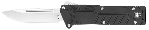 Cobra Tec Special Forces 3.25" OTF Drop Point Plain Satin D2 Blade 4.75" Black - BLKSFDNS