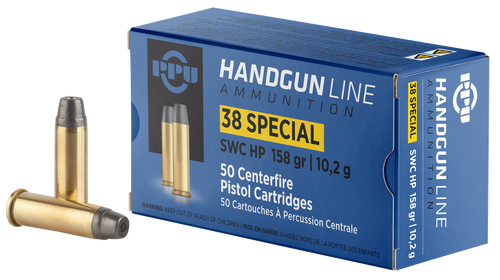 PPU Handgun 38Special 158gr Semi Wadcutter Hollow