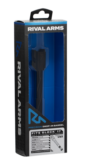Rival Arms Precision 9mm Luger Fits Glock 17 Gen3-4 4.49" Fluted Threaded Black PVD Stainless Steel