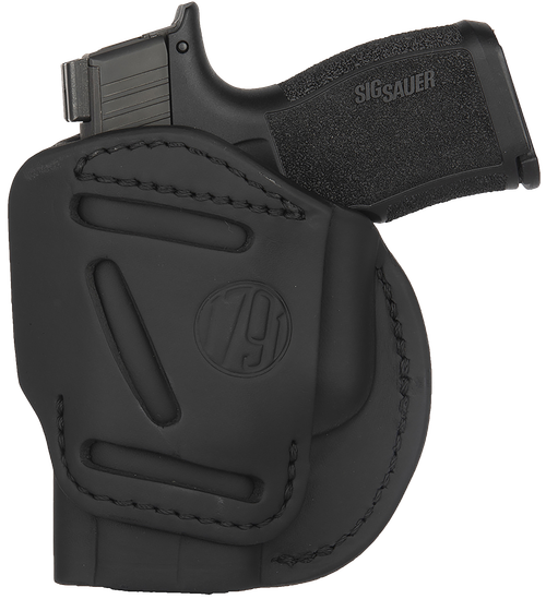 1791 Gunleather 4-Way IWB/OWB Size 03 Stealth Black Leather Belt Clip Fits Glock 26/Ruger LC9/S&W M&P Shield/2.0 9/40 Right Hand