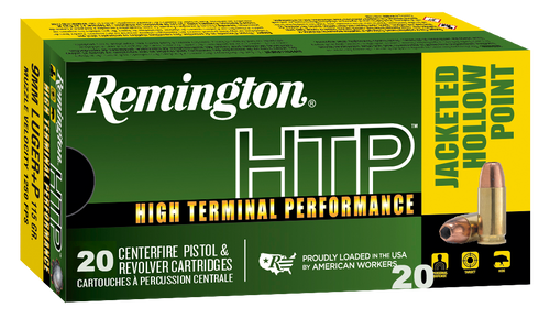 Remington Ammunition HTP 9mmLuger+P 115gr Jacketed Hollow