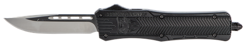 CobraTec Knives CTK-1 Medium 3" OTF Drop Point Plain D2 Steel Blade/Black Aluminum Handle Features Glass Breaker Includes Side Button
