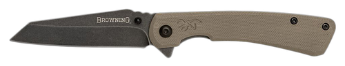 Browning Branded Rock EDC 3" Folding Wharncliffe Plain Black Stonewashed 7 Cr17 - 3220512