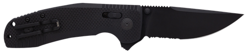 S.O.G SOG-Tac XR 3.39" Folding Clip Point Part Serrated Black TiNi Cryo D2 - SOG12380341