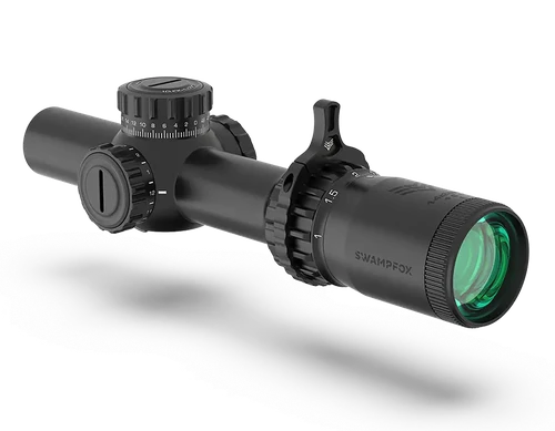 Swampfox Tomahawk II Black 1-6x24 30mm Tube Bright Fiber Optic Green Reticle - THK16241GF