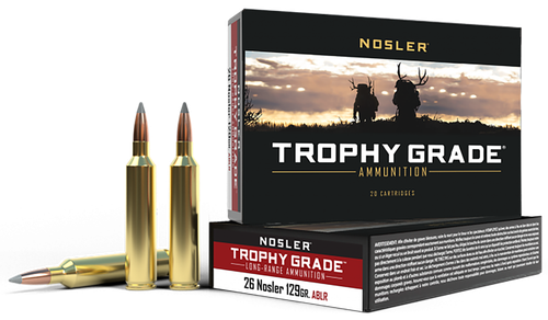Nosler Trophy Grade Long-Range 26Nosler 129gr Spitzer AccuBond 20 Per Box/10 Case