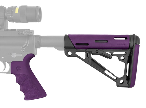 Hogue OverMolded 2-Piece Kit Purple Rubber Black Synthetic Collapsible for AR-15 M16 M4