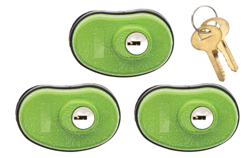 Lockdown Keyed Trigger Lock Open With Key Green Rubber 3 Pack