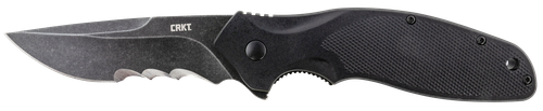CRKT Shenanigan 3.35" Folding Drop Point Veff Serrated Black Stonewashed 4116 - K800KKP