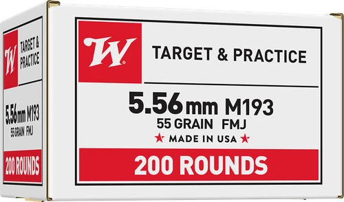 Winchester USA M193 5.56 NATO Ammo 55gr FMJ 200 Rounds - WM193200