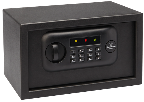 Bulldog Digital Pistol Vault Standard Keypad/Key Entry Black Powder Coat Steel Holds 1 Handgun