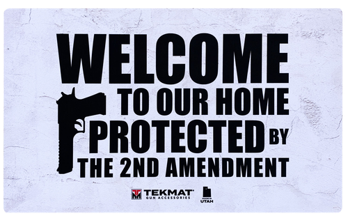 Beck Tek Llc TekMat 2nd Amendment Door Mat White/Black Rubber 42" Long "Welcome To Our Home Protected By The