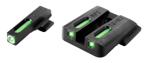 TruGlo TFX Black | Green Tritium Fiber Optic White Outline Front Sight Rear