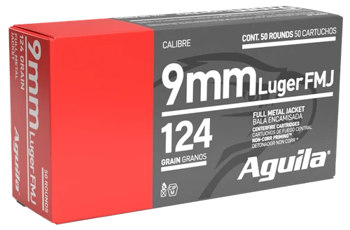 Aguila 9mm Luger Ammo 124gr FMJ 50 Rounds - 1E092110