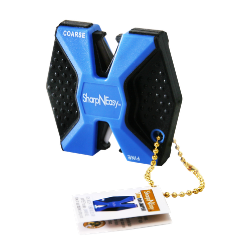 AccuSharp SharpNEasy 2-Step Sharpener Hand Held Fine Coarse Ceramic Stone Plastic Handle Black/Blue